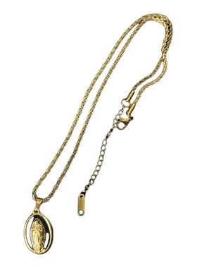 金色椭圆人像吊坠项链