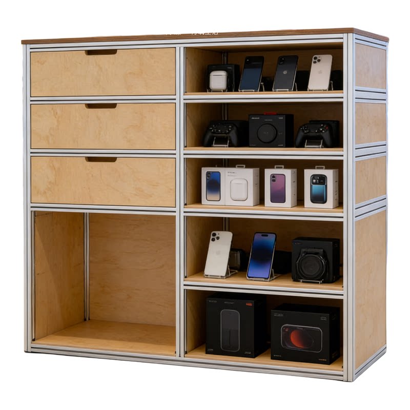 现代简约木质展示柜多层抽屉收纳柜家用陈列柜货架自由组合展示架