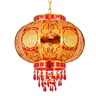 新款红灯笼大门口阳台乔迁新居结婚挂饰过年客厅旋转走马灯笼吊灯