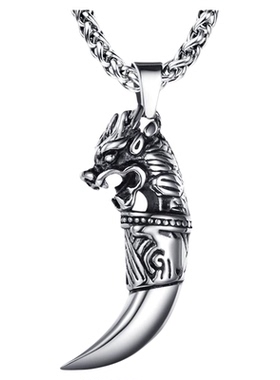 钛钢复古狼牙项链霸气长短款潮男