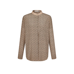 CNC官方正品女装 中长款衬衫2025春季新品时尚字母满印长袖衬衣