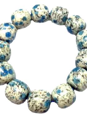 蓝铜矿能量石鼓珠黑云母孔雀手串