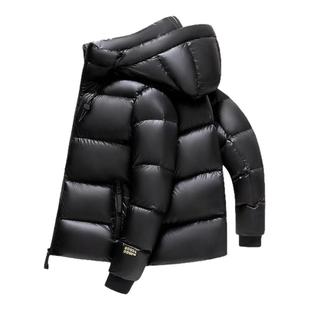 雪中飞羽绒服2025冬季新款男士短款黑金白鹅绒服团购加厚泡芙外套