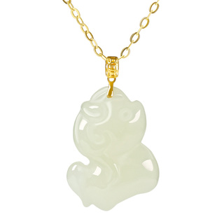 宫里上新和田玉吊坠女款金镶玉小马项链生肖马马年生日妇女节礼物