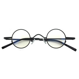 复古超小圆形眼镜架文艺约翰列侬磨砂金属眼镜框男潮配高度数近视