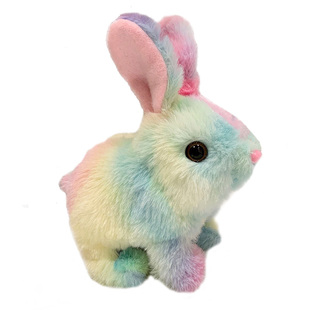 电动小兔子毛绒彩虹兔会走会跳会动玩具仿真动物3-6岁儿童陪伴