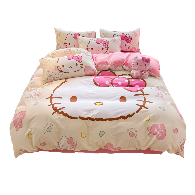 KT猫玉桂狗库洛米美乐蒂纯棉四件套全棉hellokitty床单被套三件套