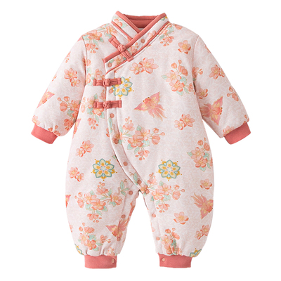 宝宝国风连体衣冬季拜年服婴儿棉服加厚婴幼儿冬装哈衣保暖外出服