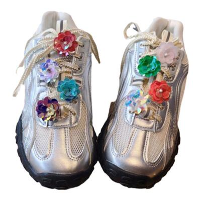 泫雅风闪钻花朵鞋带扣韩版鞋花