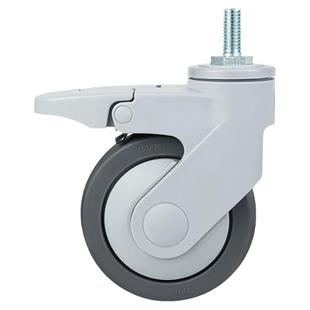 万向轮适用医疗设备美容仪器轮子3/4/5寸橡胶螺丝平板轮静音脚轮