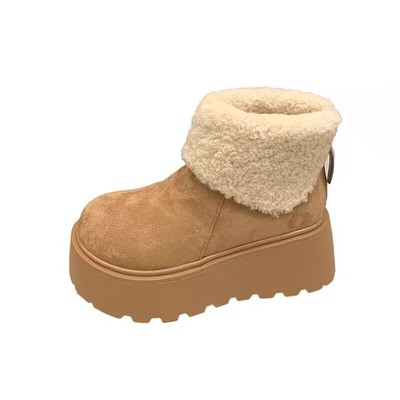 厚底增高雪地靴女加绒保暖短靴