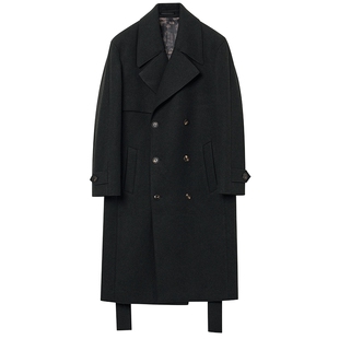 JDV商场同款秋冬新款深灰翻领宽松呢大衣长款外套男士WCO4516
