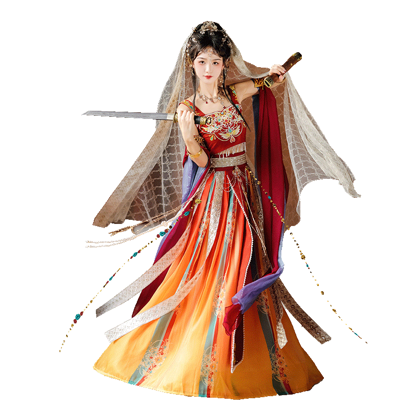 敦煌飞天汉服女成人大漠异域风情