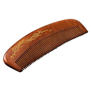 天然红檀木桃木梳子家用男女长发木头小护发防静电檀香便携送礼