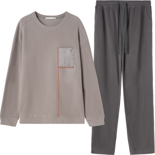 淳度【轻暖】双面摇粒绒睡衣男款秋冬款长袖可外穿家居服套装薄绒