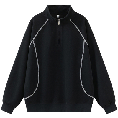 【百搭潮流】立领长袖半拉链卫衣