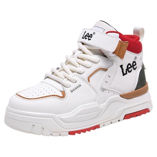 Lee鞋子男鞋2025新款厚底高帮鞋秋冬加绒增高小白鞋运动休闲板鞋