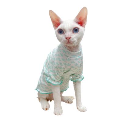 斯芬克斯无毛猫衣服纯棉弹力花边三叶草清新秋季衣服磨毛手感舒服