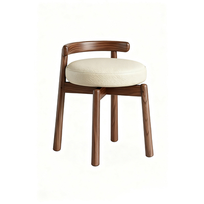 三梦实木旋转化妆椅女生卧室家用化妆凳现代简约梳妆台凳子圆凳