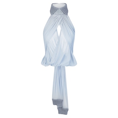 【宁艺卓同款】LSOUL针织挂脖露背度假风上衣拼接罗纹短裙裤套装