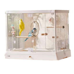 新款鸟笼B6045SS达洋鸟笼全景玻璃高透鸟笼别墅豪华鹦鹉笼子粉色
