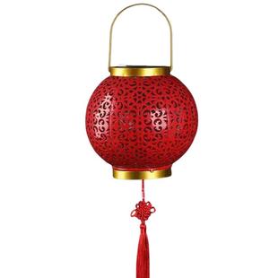 2026春节太阳能新中式红灯笼阳台门口花园庭院喜庆铁艺婚庆装饰灯