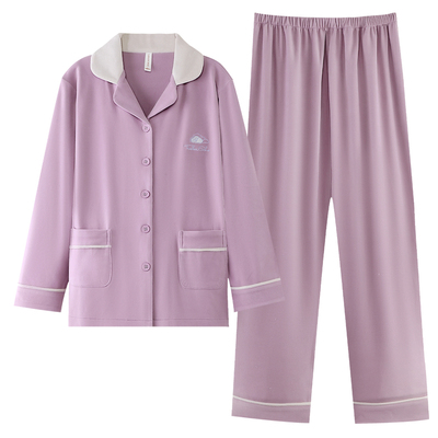 大码纯棉长袖中老年妈妈纯棉睡衣