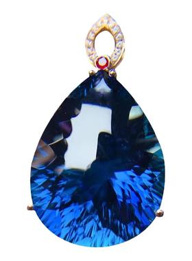 天然托帕石18K金吊坠买一送一