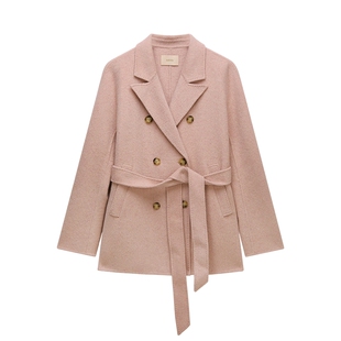 【季末折扣】欧时力 羊毛双面呢复古排扣外套大衣简约法式25秋冬