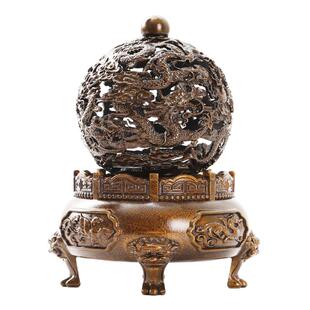 九转乾坤香炉家用纯铜苏工盘香炉沉香熏香炉檀香香薰炉铜香炉摆件