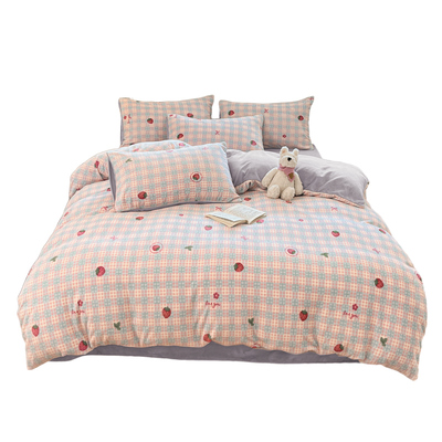 A类母婴高克重加厚牛奶绒四件套