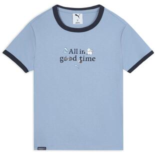 凉感休闲正肩修身短袖T恤女PUMA彪马彩色圆领印花运动上衣634798