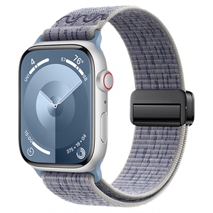 适用苹果S11手表iWatchS10表带AppleWatchS9尼龙SE3磁吸Ultra男款3运动2透气S8新款S7编织6高级5智能女腕表带