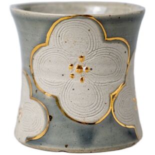 常品 景德镇陶瓷ins风花盆中式创意手工手绘描金陶泥绿植小号盆栽