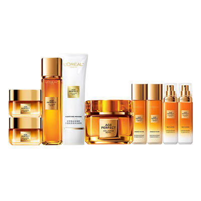 【自营】L＇oreal/欧莱雅小蜜罐金致臻颜花蜜胶原洁水乳面霜套装