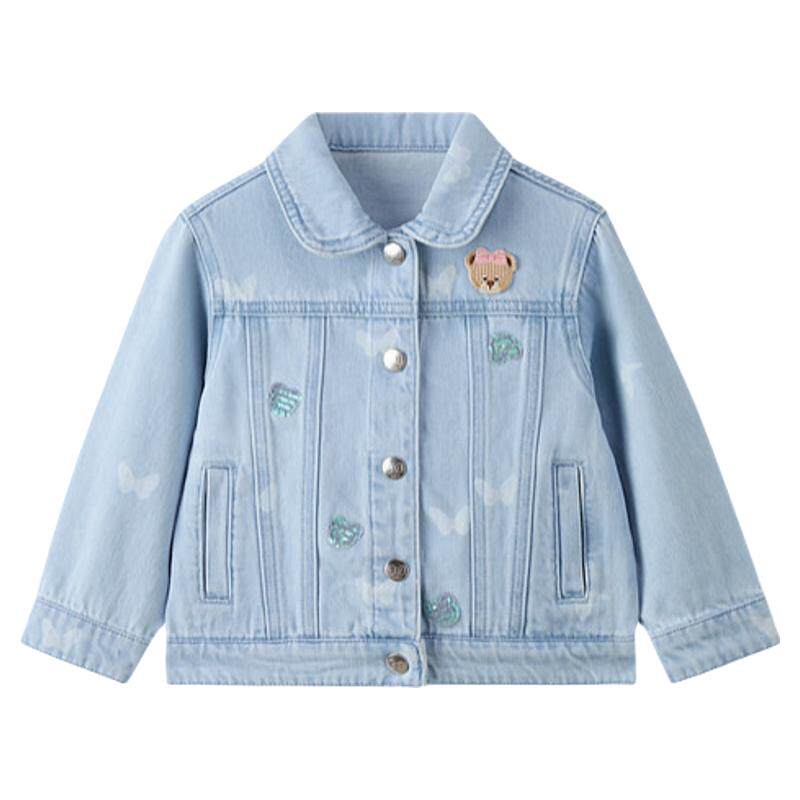 PawinPaw全棉卡通小熊女童牛仔夹克新款