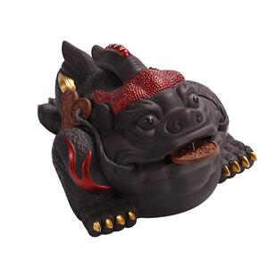 紫砂茶宠摆件可养鸿运金蟾招财镇宅三足金蟾手工蟾蜍茶玩茶台配件