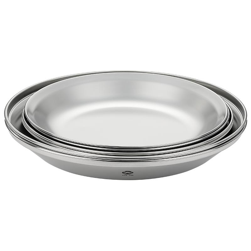 柯曼野营大号餐碟S397便携304不锈钢水果盘户外多用甜品盘牛排盘