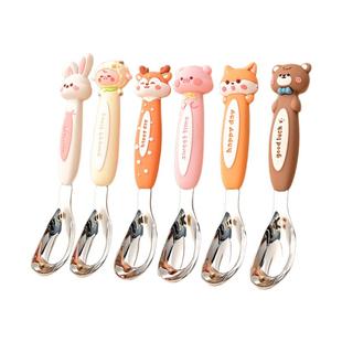 卡通316不锈钢元宝勺子家用儿童吃饭勺宝宝辅食勺精致汤匙喝汤勺