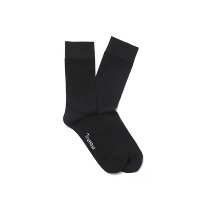 truffaut商务正装纯棉条纹中筒袜