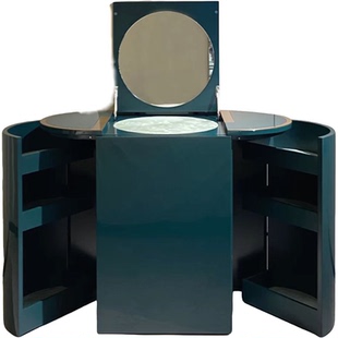 意式轻奢高级感梳妆台实木现代设计师别墅卧室家用折叠收纳化妆桌