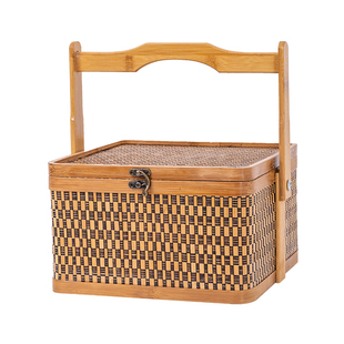 竹篮子年货包装春节礼盒大号竹篮腊肉香肠火腿大闸蟹食品类竹包装