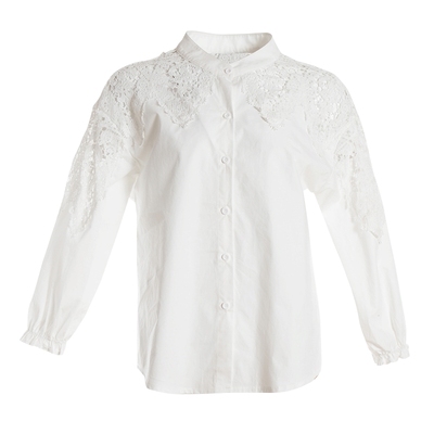 白鹿语气质风单排扣九分袖衬衫