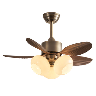 茶室2025新款主卧室静音中古风一体风扇灯小尺寸包安装复古吊扇灯