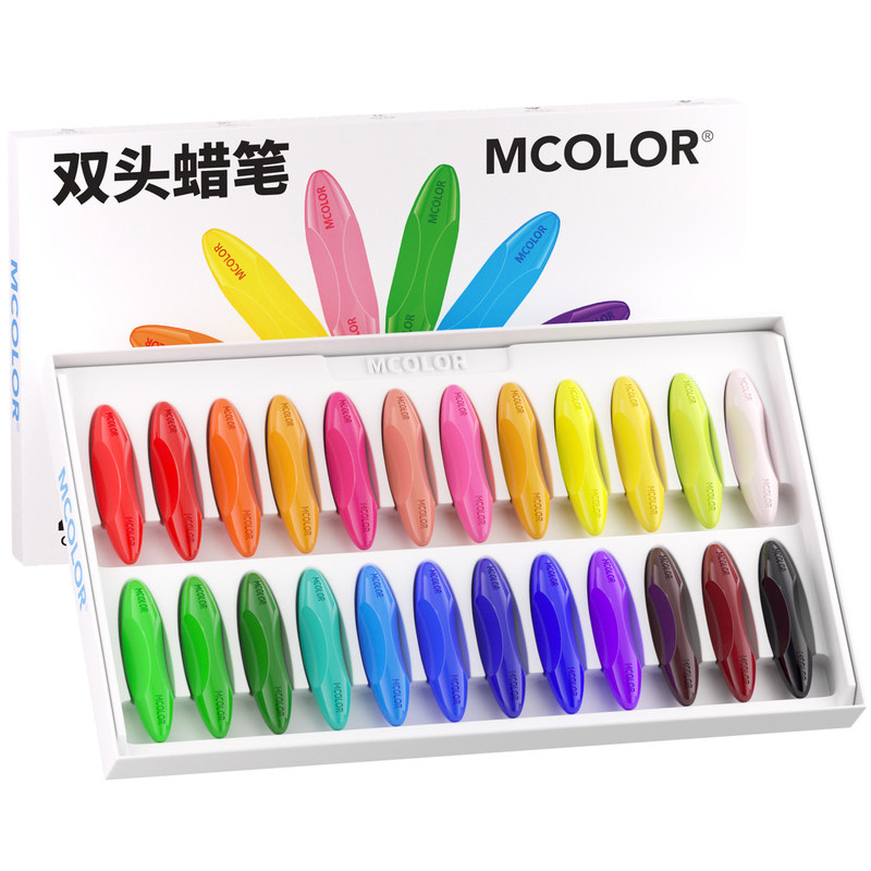 哆可波儿童双头蜡笔不脏手安全无毒宝宝丝滑画画笔不沾手8/12/24色彩色油画棒婴幼儿园专用涂鸦绘画套装