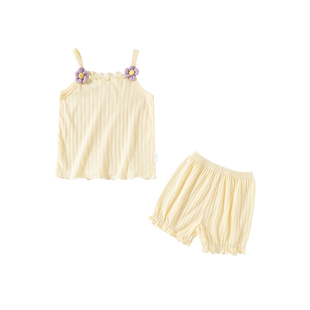 夏季儿童纯棉吊带睡衣套装薄款女宝宝裤裙背心女童无袖短裤家居服