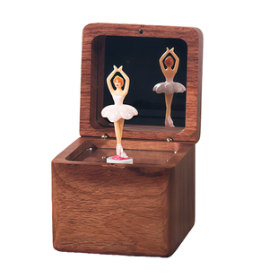 DIY刻字木质八音盒日本sankyo机芯芭蕾跳舞款圣诞生日闺蜜礼物品