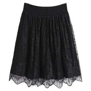 针织半身裙女秋冬款高腰显瘦遮胯减龄时尚裙子a字中长裙黑色半裙