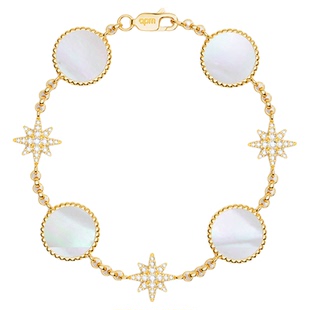 APM Monaco白母贝Météorites手链金黄色手饰送人新年情人节礼物