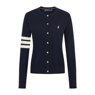 POLOWALK女装2025秋季新品女式长袖针织衫时尚TB风针织开衫上衣